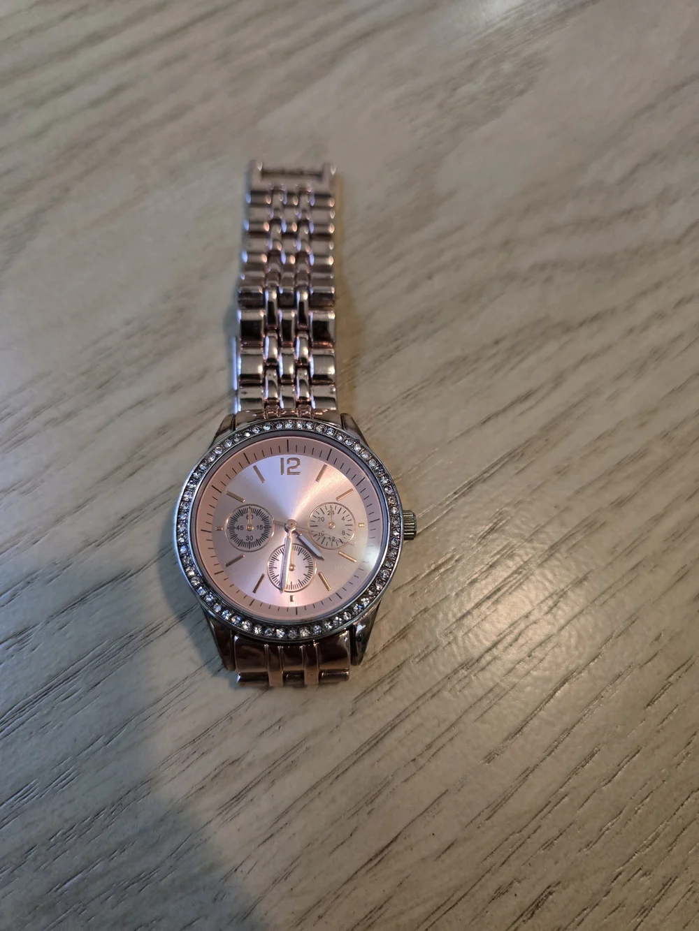 Rose Gold Women’s Crystal-Trim Bracelet Watch